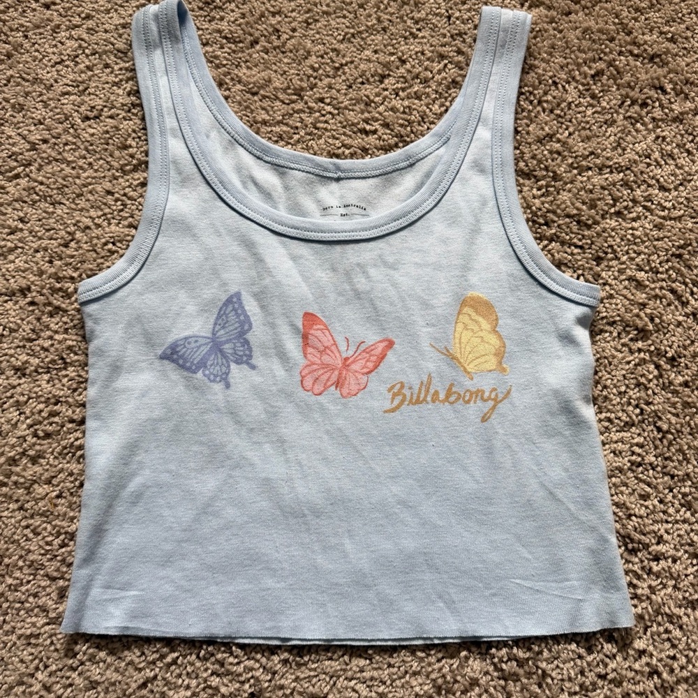 Billabong baby Blue Tank with Butterflies